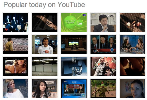 Screenshot showing popular today on YouTube